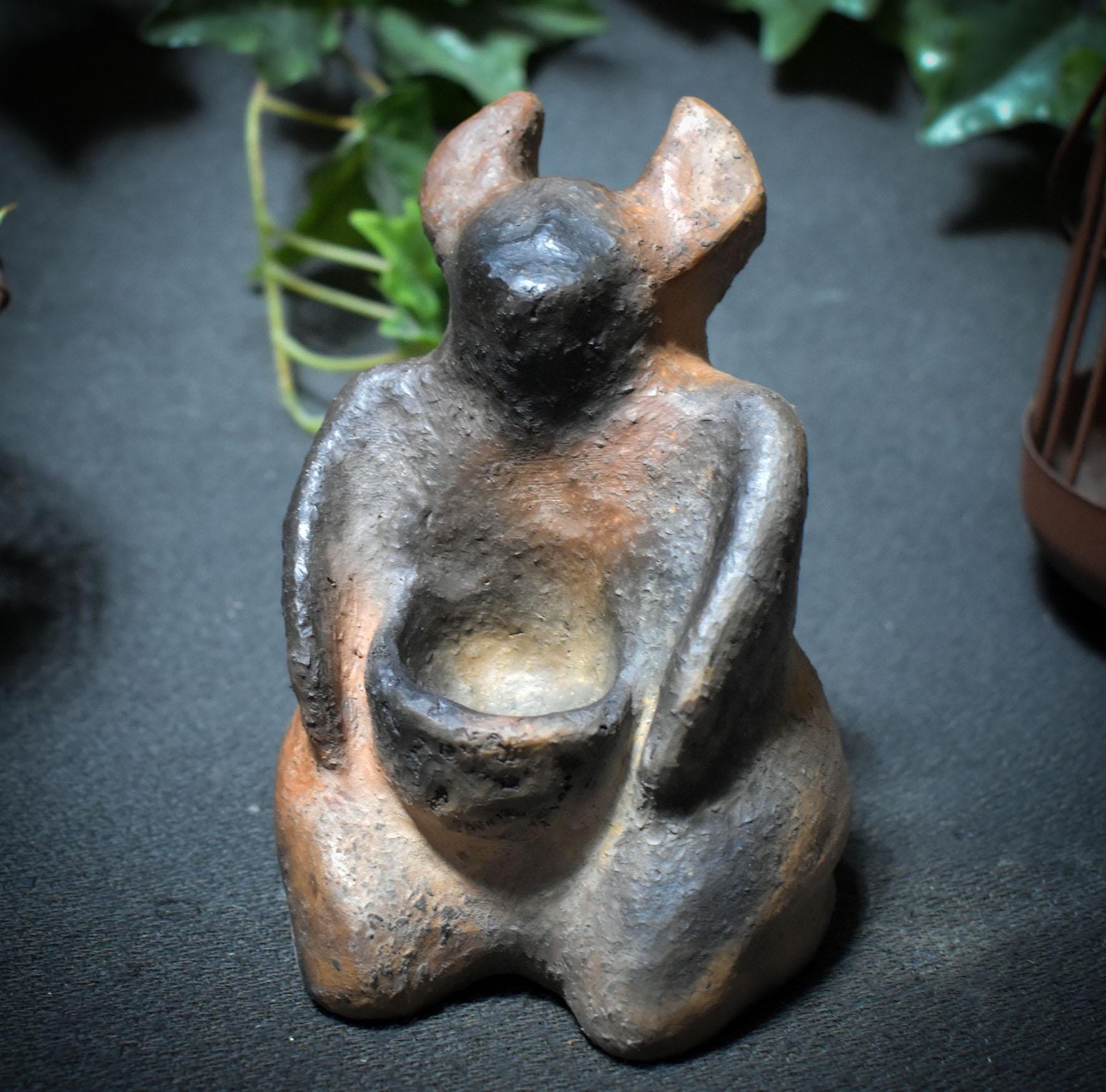 Rauchbrand Gehörnter Gott – Wicca Pagan Skulptur aus Ton - Art.Nr.: SKU174