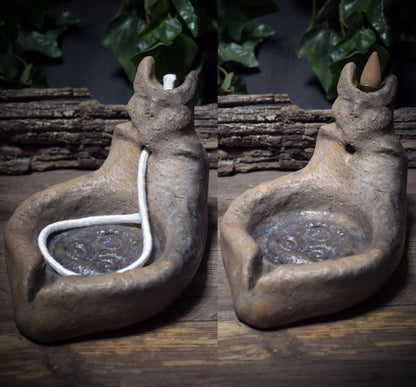 Rustikale handgefertigte Öllampe mit Docht, aus Ton, Antikes Design, Ritual Licht für Altar & Meditation, Naturverbundene Keramik AÖL001