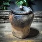Ritualgefäß mit Deckel aus Rauchbrandton – archaisches Tongefäß für Altar & Aufbewahrung - GEF016