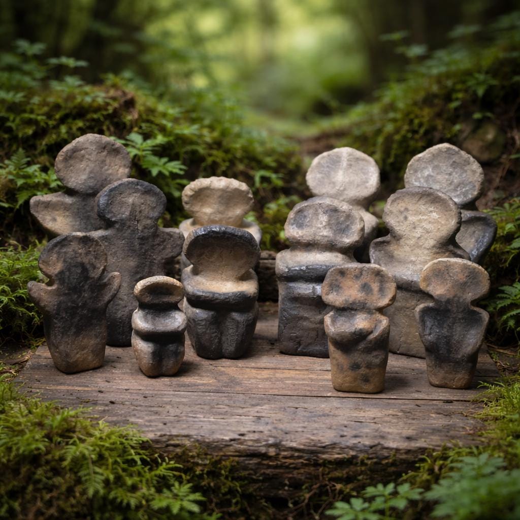 Seelen Idole – archaische Tonfiguren in 3 Größen (S–M–L) – Schutz • Trost • Vertrauen • Stärke – spirituelle Skulpturen SIS001