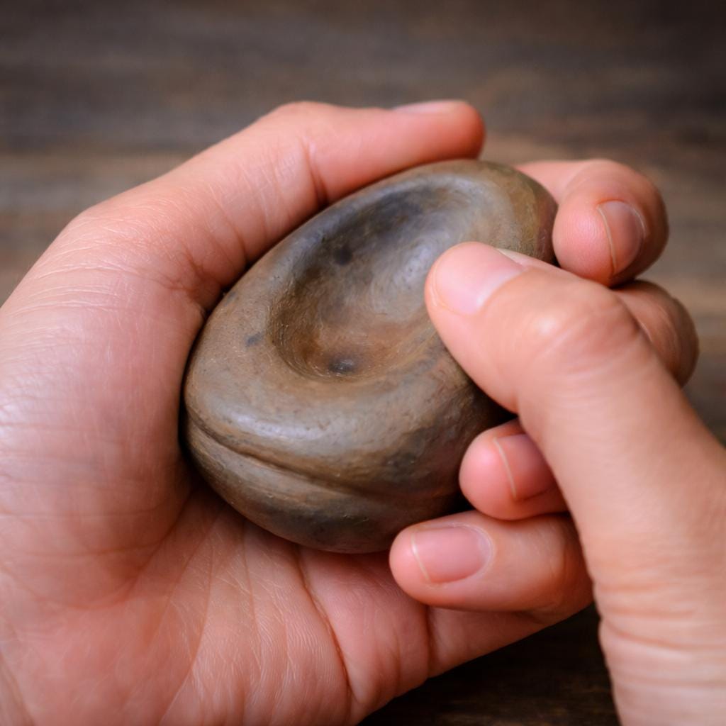 Vagus Stein aus Rauchbrandton – archaischer Handstein für Selbstregulation, Erdung & Achtsamkeit für Erwachsene - VSE001
