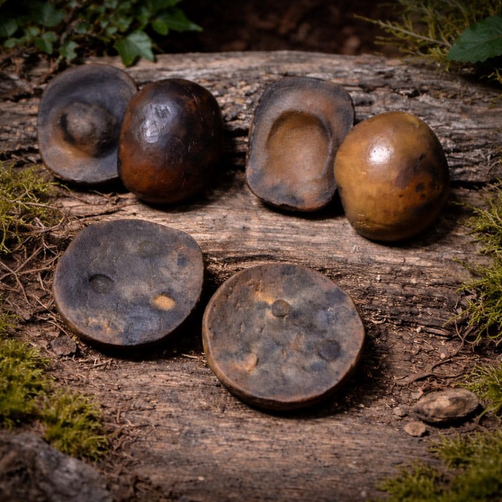 Erdkern aus Rauchbrandton – zweiteiliger Handstein für Selbstregulation, Erdung & achtsame Berührung ERK001