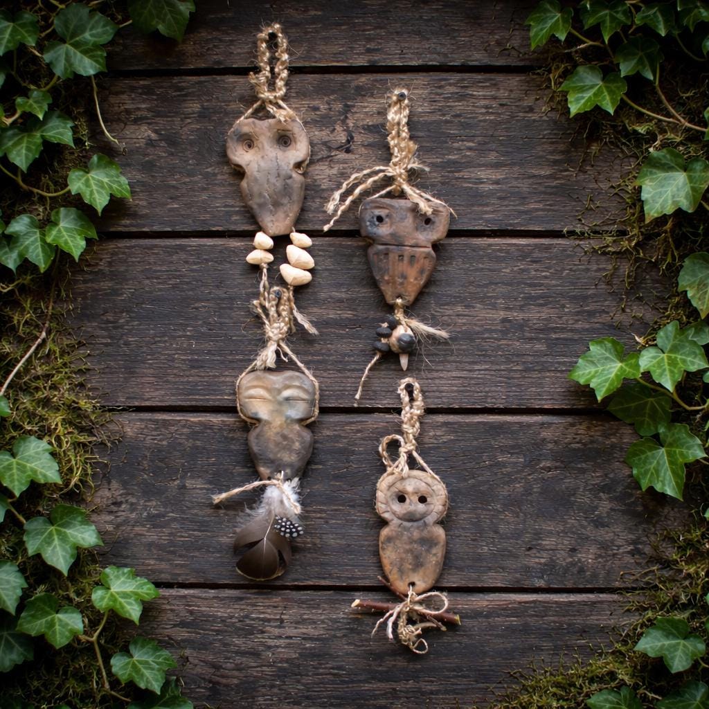 Seelenfenster aus Rauchbrandton – archaisches Wandobjekt mit Naturmaterial – Schutz • Trost • Vertrauen • Stärke – spirituelle Deko HEX039