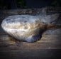 Wal Skulptur aus Rauchbrandton, Krafttier Figur handgefertigt, Archaische Meereskunst, Spirituelles Altarobjekt Wal Unikat SKU268
