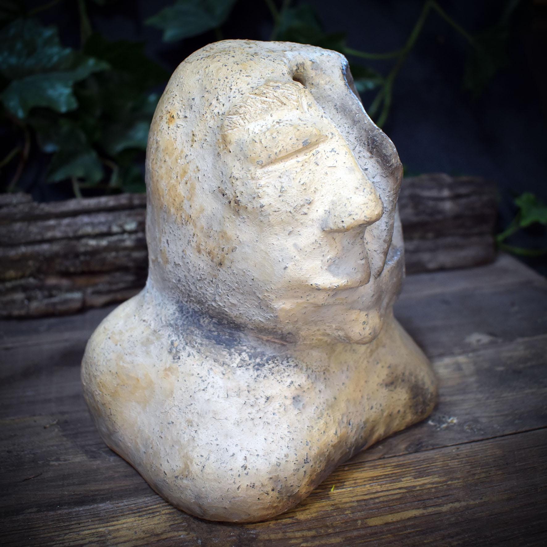 Büste der inneren Aufrichtung, Skulptur spirituelle Erleuchtung, Symbol Stufenweg & Reifung, Handgefertigte Tonkunst schwer 19cm SKU266