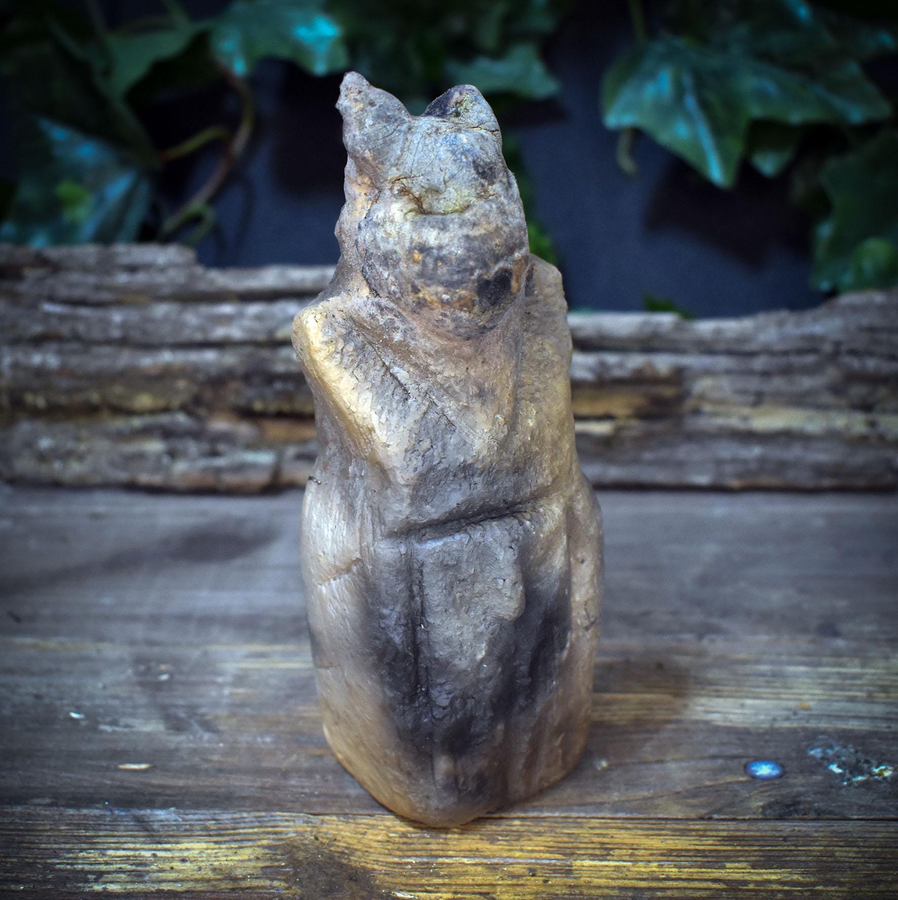 Cernunnos Statue Gott des Waldes, keltische Altar Figur handgemacht, keltischer Gott aus Ton & echtem Baumpilz, Druiden Deko SKU270