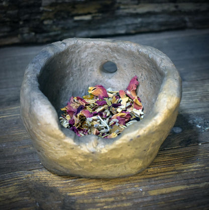 Kleines Räuchergefäß Ton, Teelichthalter rustikal, schamanische Räucherschale, archaische Keramik handgemacht, Wicca Altar Deko RÄG075