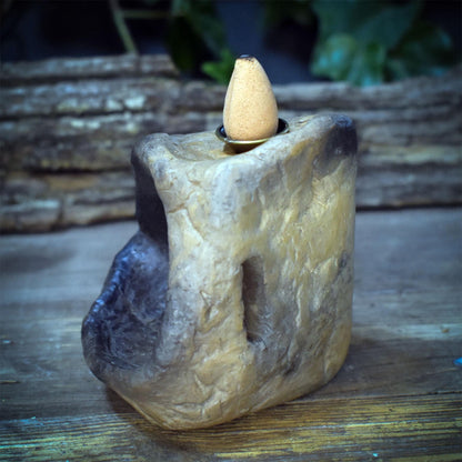 Backflow Räucherkegelhalter Ton, Mini Altar Grotte, Wasserfall Räucherdose, schamanische Räucherschale, Wicca Altar Deko RÄH063