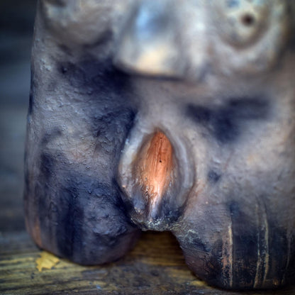 Yoni und Brüste Teelichthalter aus Ton, Archaisches Räuchergefäß, Weiblicher Torso Skulptur, Sakrale Frauen Kunst, Altar Windlicht TKH033