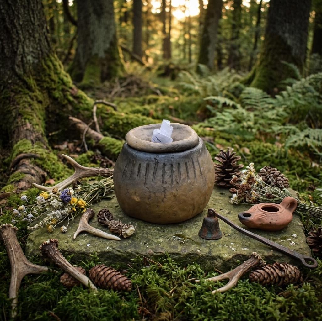Rauhnächte Wunschgefäß Ton, Schwellenhüter Ritual Bedarf, Traum Urne handgemacht, spirituelle Keramik Box, Wunschglas Alternative SHR001
