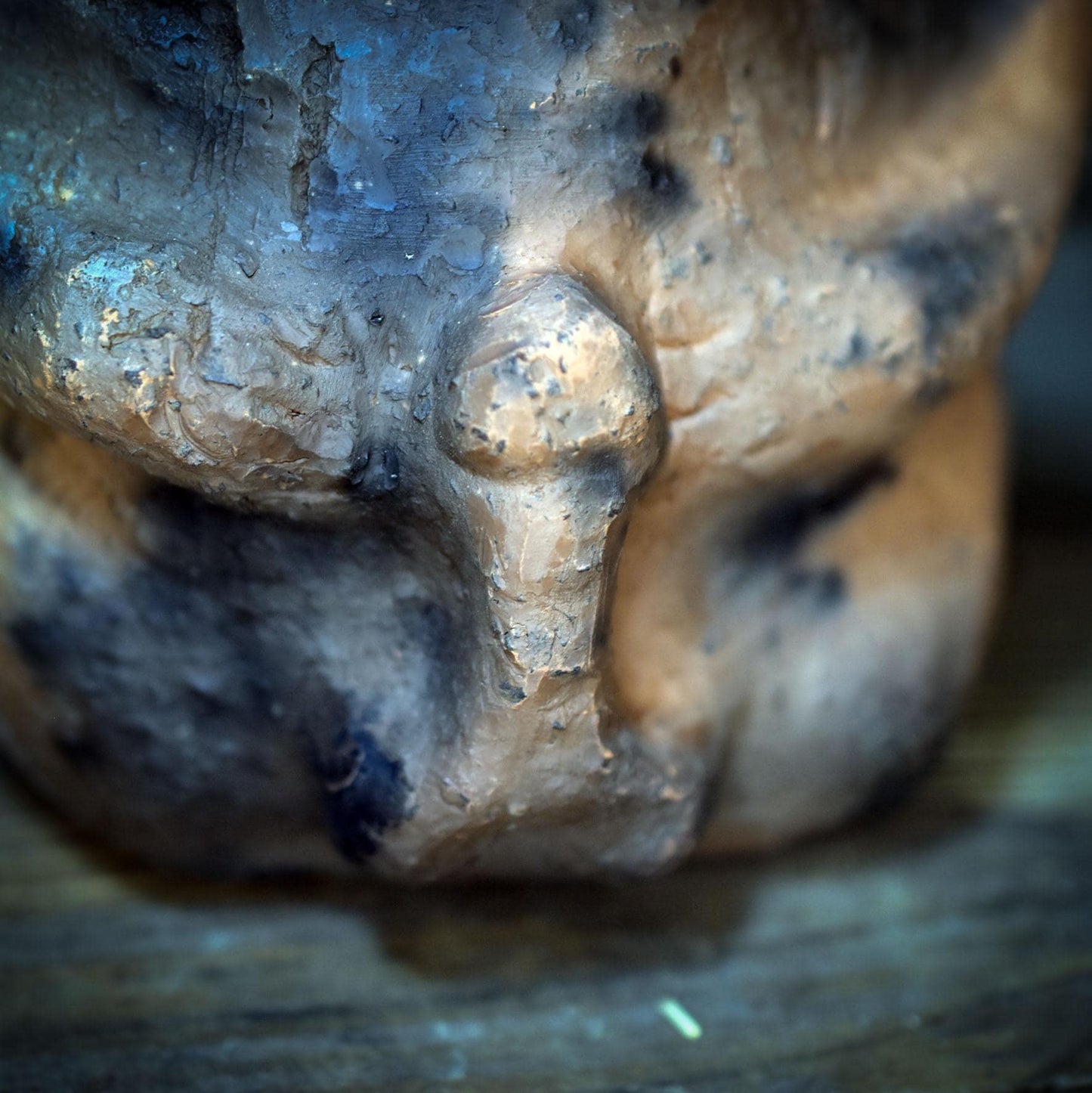 Fruchtbarkeit Gott Figur Ton, archaischer Phallus Wächter, schamanische Altar Deko, Skulptur Kunst, Rauchbrand Unikat SKU290