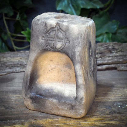 Ritual Kerzenhalter mit Opfernische, Archaischer Tonskulptur Leuchter, Handgeformter Altar Kerzenständer, Erd-Symbolik Unikat TKH035