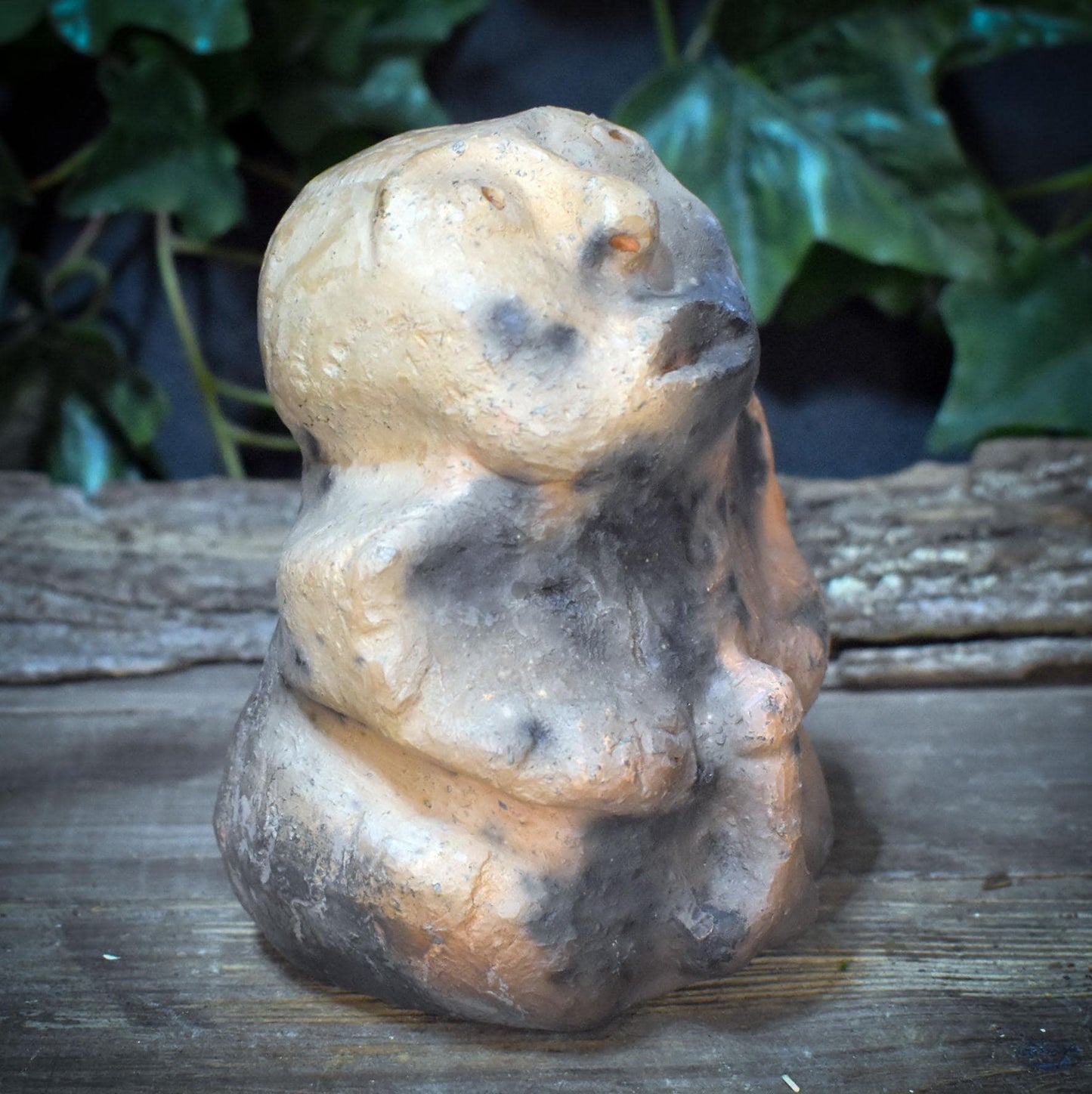 Fruchtbarkeit Gott Figur Ton, archaischer Phallus Wächter, schamanische Altar Deko, Skulptur Kunst, Rauchbrand Unikat SKU290