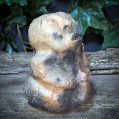 Fruchtbarkeit Gott Figur Ton, archaischer Phallus Wächter, schamanische Altar Deko, Skulptur Kunst, Rauchbrand Unikat SKU290