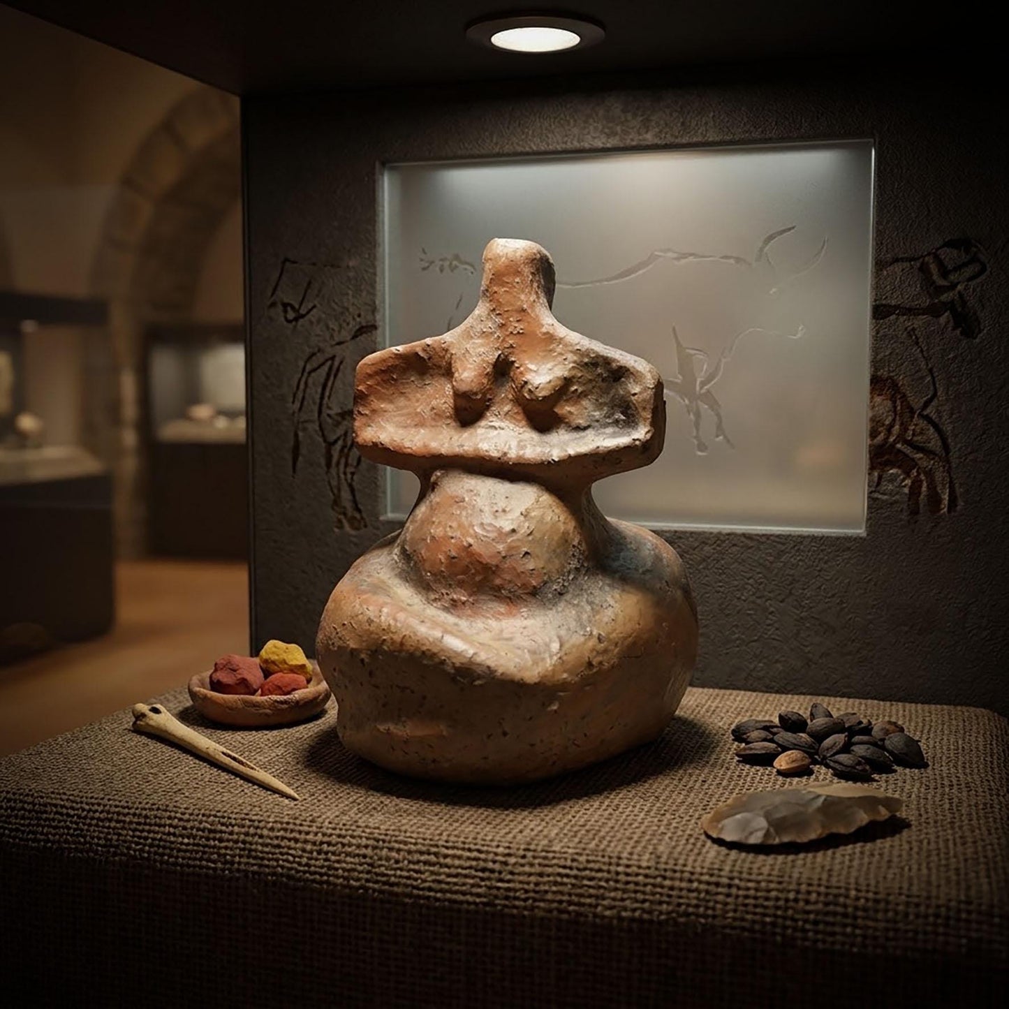 Handgefertigte Venus Statue aus Ton – im Rauchbrand veredelt stehend für Matriarchat & Fruchtbarkeit ideal als Geschenk für werdende Eltern