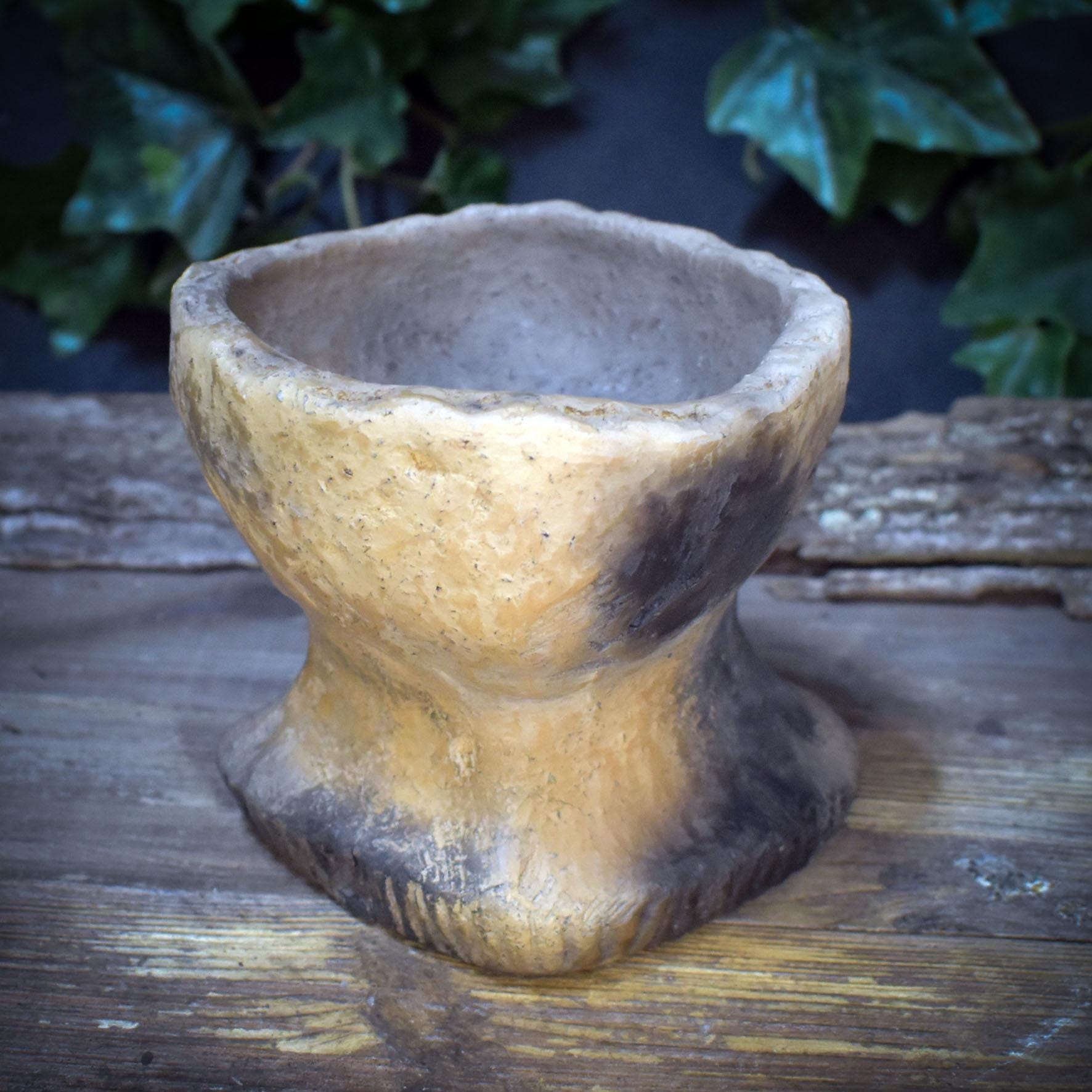 Räucherkelch Ton Rauchbrand | Altar Kelch für Weihrauch Harze | Spirituelles Geschenk Ammonit Ritual Keramik 1,4kg RÄG080