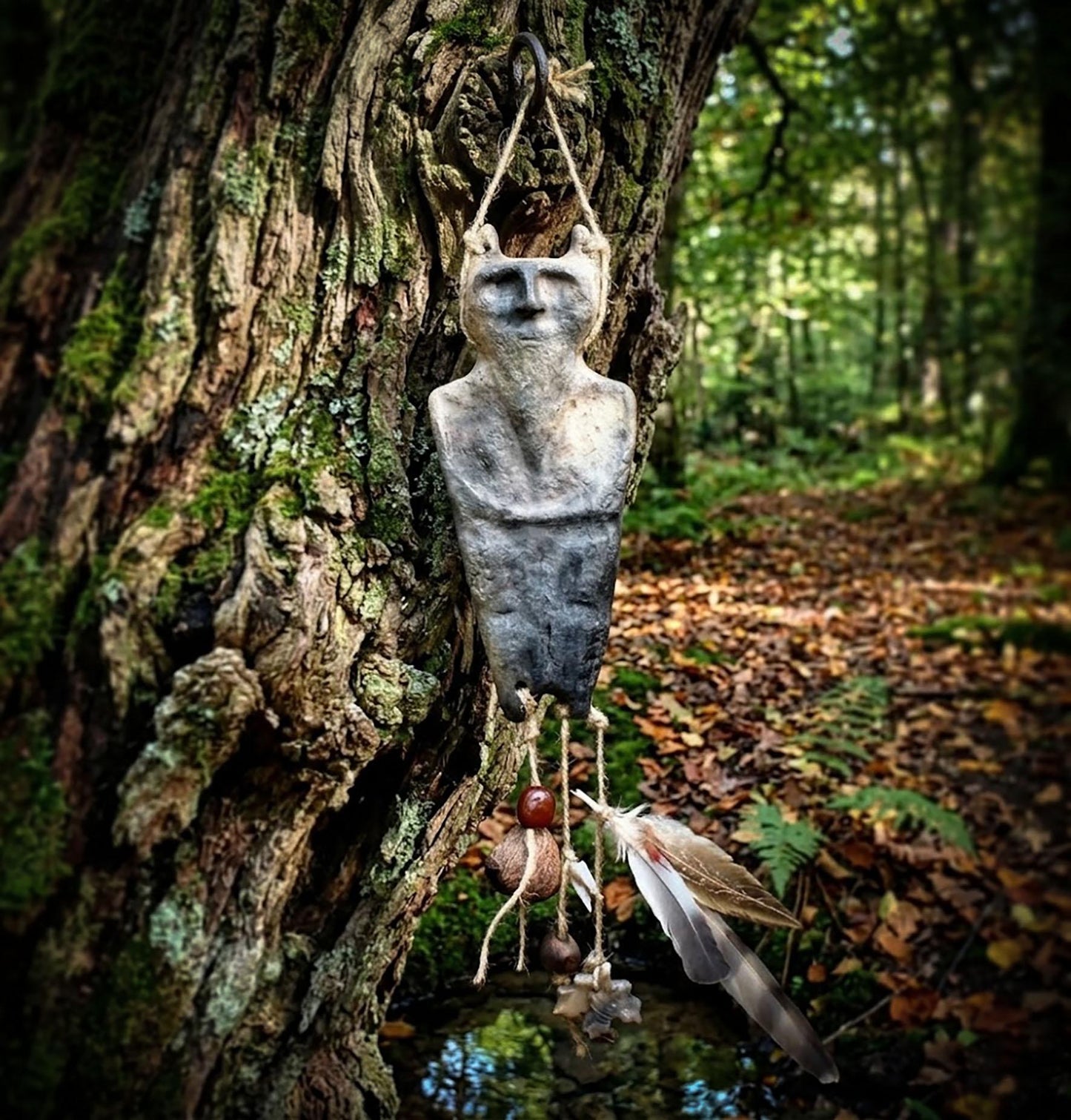 Cernunnos – Der Gehörnte Gott in Rauchbrandkunst als Wanddeko - archaisch anmutend - Art.Nr.: HEX022