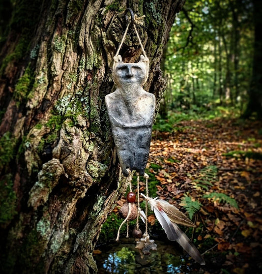 Cernunnos – Der Gehörnte Gott in Rauchbrandkunst als Wanddeko - archaisch anmutend - Art.Nr.: HEX022