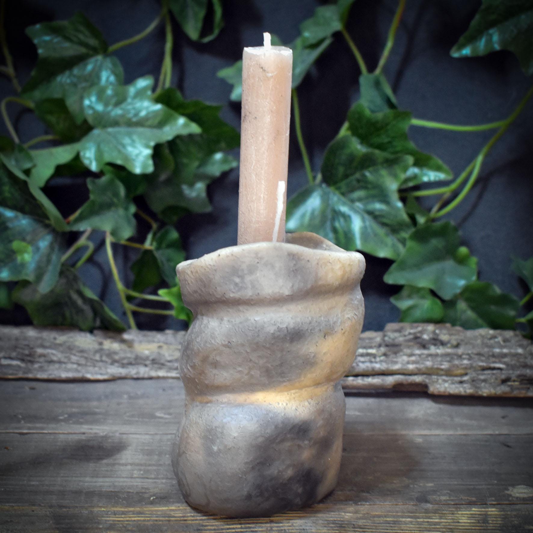 Trauerkerzenhalter Ton Rauchbrand | Spiralen Kerzenständer Altar Deko | Trost Geschenk Trauerbegleitung Keramik Unikat 1kg AEP009
