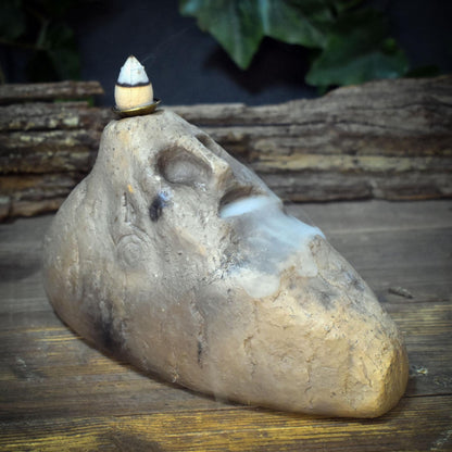 Taino Backflow Räuchergefäß Ton, Archaische Skulptur Wasserfall Räucherkegel, Schamanische Altar Deko, Indigene Kunst Keramik RÄH069