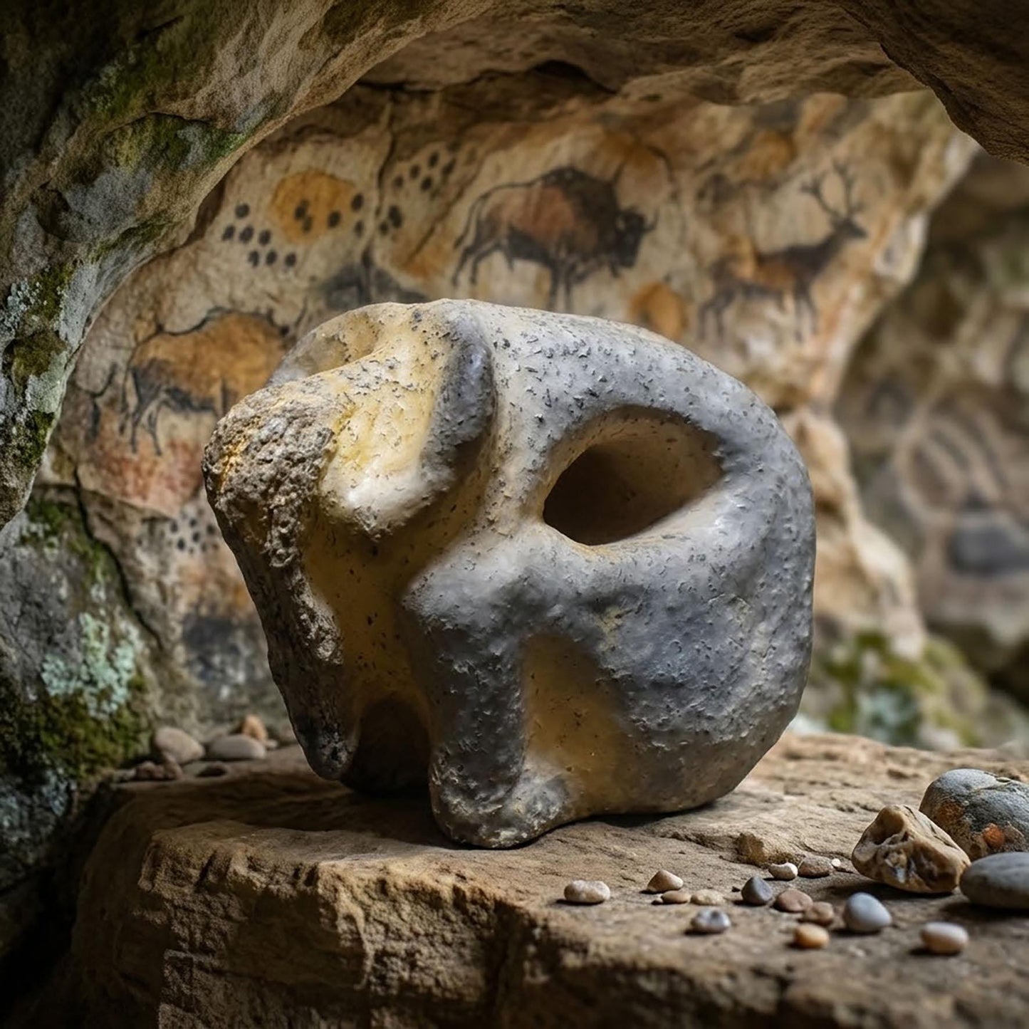 Handgefertigte prähistorisch inspirierte Skulptur - Spirituelle Dekoration aus Ton im Rauchbrand vollendet - individuelles Wohnambiente