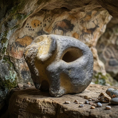 Handgefertigte prähistorisch inspirierte Skulptur - Spirituelle Dekoration aus Ton im Rauchbrand vollendet - individuelles Wohnambiente