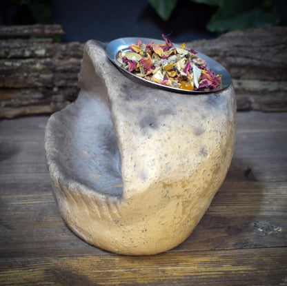 4in1 Räucherstövchen Auge, Keramik Aromalampe Handgemacht, Schamanisches Räuchergefäß Erdig, Drittes Auge Teelichthalter Deko RÄG084