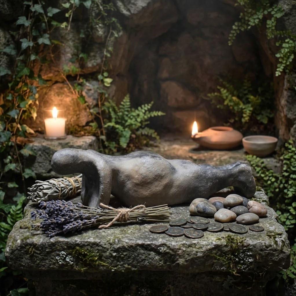 Einzigartige liegende Skulptur aus Ton gefertigt und im Rauchbrand vollendet - ideales Geschenk für entspanntes Wohnambiente