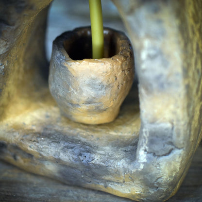 Ritualvase Torbogen Rauchbrand Keramik Urform | Trauerbegleitung Sterbebegleitung Trostgeschenk | Abschied Tor Symbolik 660g AEP006