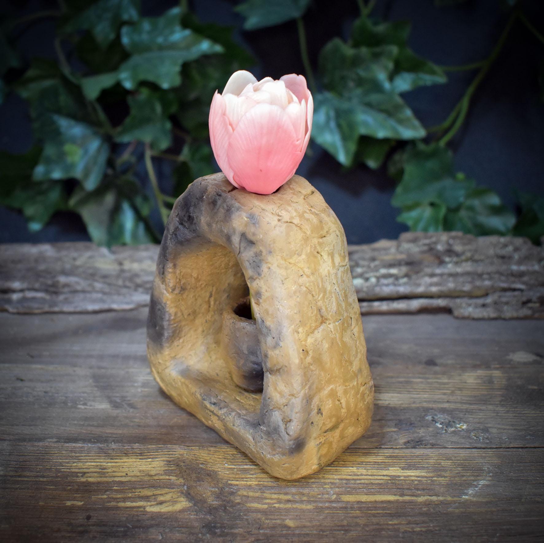 Ritualvase Torbogen Rauchbrand Keramik Urform | Trauerbegleitung Sterbebegleitung Trostgeschenk | Abschied Tor Symbolik 660g AEP006