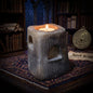 Teelichthalter Turm Rauchbrand Ton | Archaischer Kerzenständer Altar Deko | Rustikales Spirituelles Geschenk Unikat 1,4kg TKH036