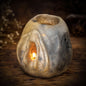 Teelichthalter Yoni Ton Rauchbrand | Archaischer Kerzenständer Altar | Spirituelles Geschenk Göttin Höhle Keramik 740g TKH037
