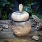 Tongefäß Ammonit Rauchbrand Dose | Archaische Vorratsdose Keramik | Spirituelles Geschenk Fossil Naturform Altar Deko Unikat 720g GEF023