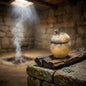 Tongefäß Eichel Rauchbrand Dose | Archaische Vorratsdose Keramik | Spirituelles Geschenk Naturform Altar Deko Unikat 1,18kg GEF022