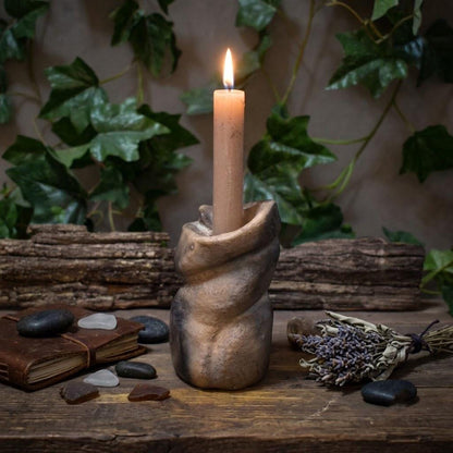 Trauerkerzenhalter Ton Rauchbrand | Spiralen Kerzenständer Altar Deko | Trost Geschenk Trauerbegleitung Keramik Unikat 1kg AEP009