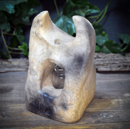 Gedenkvase Tor zur Anderswelt Ton | Trauer Vase Rauchbrand Ammonit | Trost Geschenk Trauerbegleitung Altar Keramik Unikat 1,2kg AEP010