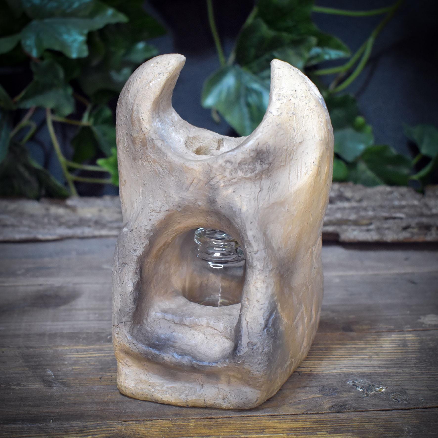 Gedenkvase Tor zur Anderswelt Ton | Trauer Vase Rauchbrand Ammonit | Trost Geschenk Trauerbegleitung Altar Keramik Unikat 1,2kg AEP010