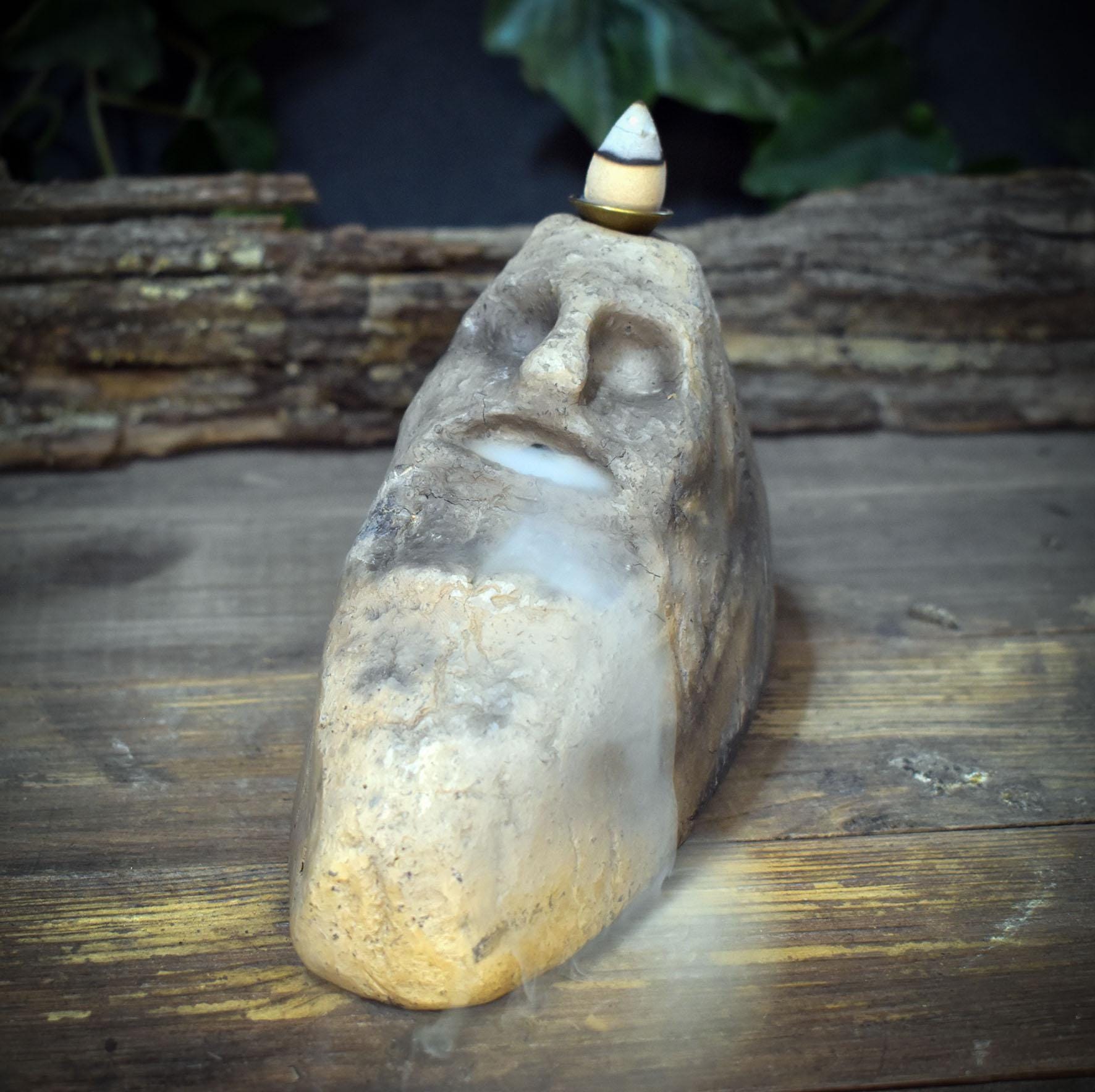 Taino Backflow Räuchergefäß Ton, Archaische Skulptur Wasserfall Räucherkegel, Schamanische Altar Deko, Indigene Kunst Keramik RÄH069