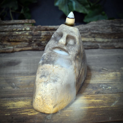 Taino Backflow Räuchergefäß Ton, Archaische Skulptur Wasserfall Räucherkegel, Schamanische Altar Deko, Indigene Kunst Keramik RÄH069