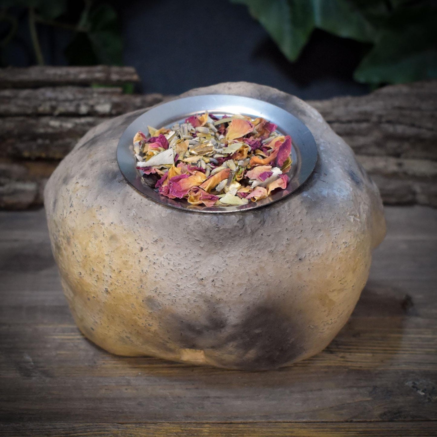 4in1 Räucherstövchen Auge, Keramik Aromalampe Handgemacht, Schamanisches Räuchergefäß Erdig, Drittes Auge Teelichthalter Deko RÄG084