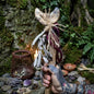 Ritualstab „Intuition“ – Halbmond aus Ton mit Amethysten, Kupfer und Wolle - Art.Nr.: RST034