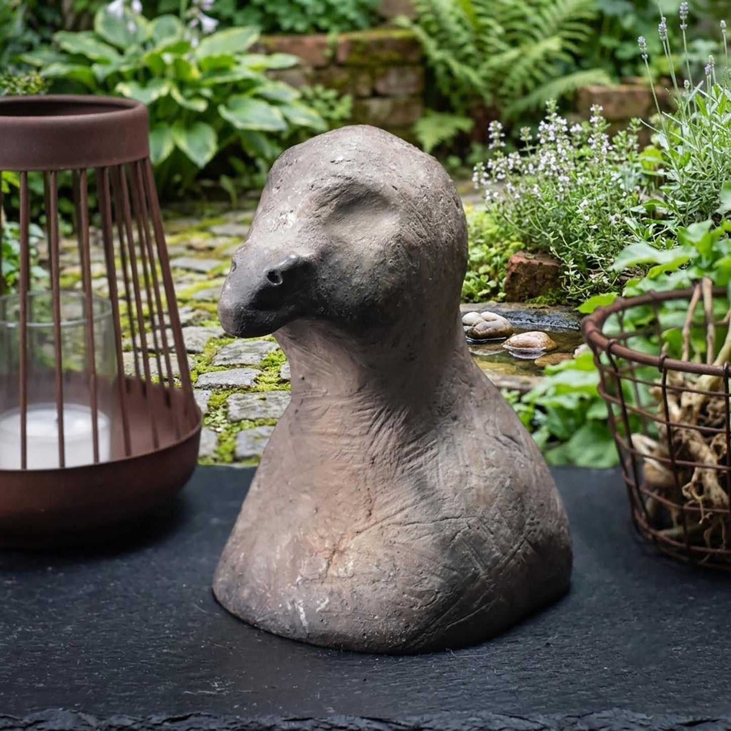Handgefertigte Gänsebüste aus Ton - rustikale Frühlings- oder Osterdeko Art.Nr.: FRO013