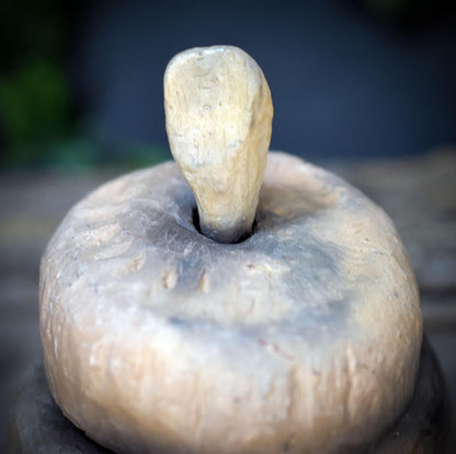 Tongefäß Ammonit Rauchbrand Dose | Archaische Vorratsdose Keramik | Spirituelles Geschenk Fossil Naturform Altar Deko Unikat 720g GEF023