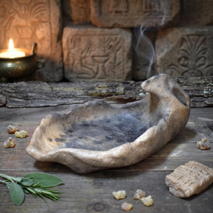 Räucherschale Adler Keramik handgeformt | Archaische Tonschale für Rauchrituale | Krafttier Skulptur Unikat RÄG091