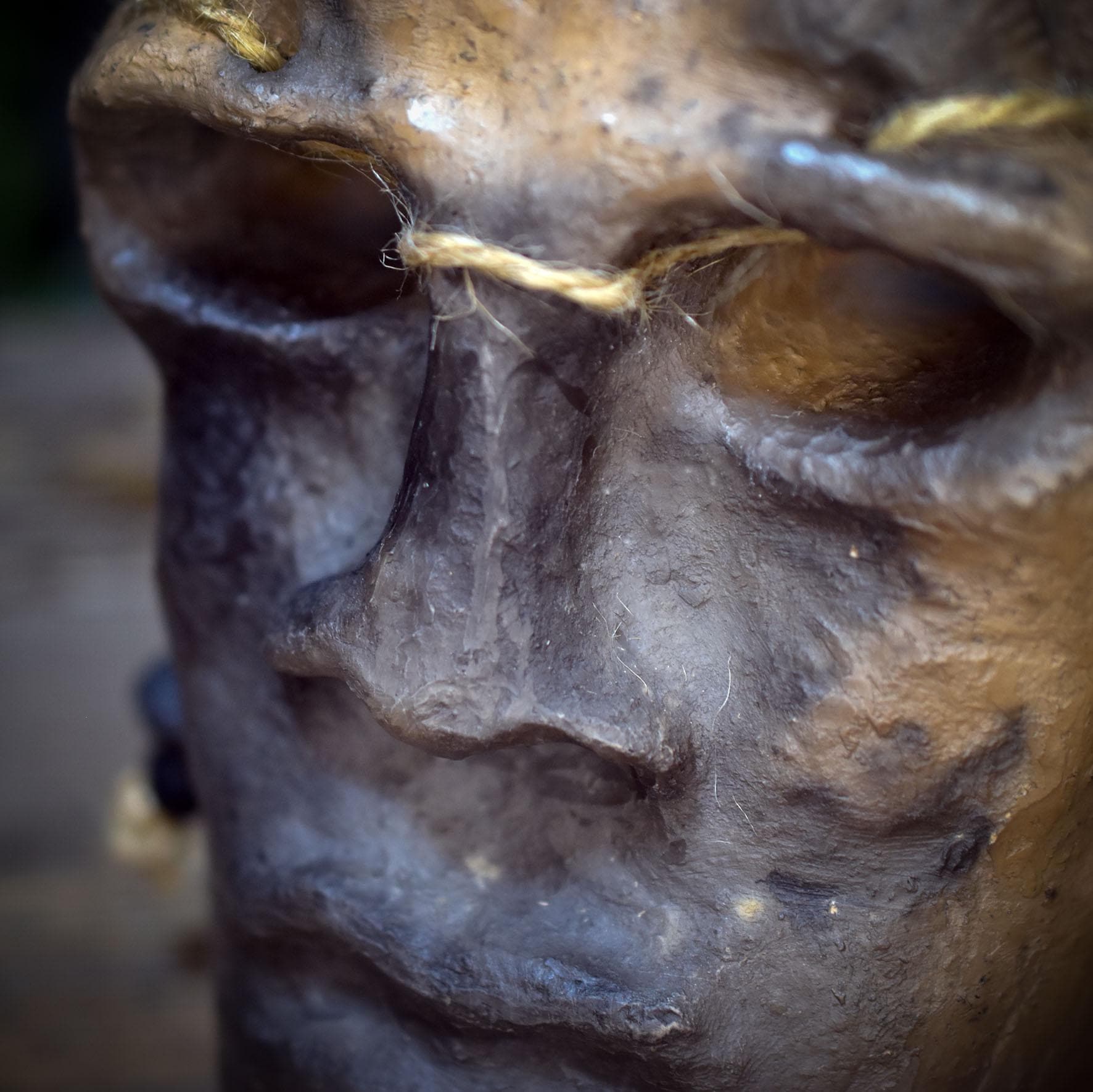 Skulptur Maske Keramik handgeformt | Archaische Maske Ton | Heidnische Kunst Unikat | Spirituelle Deko Altar SKU297