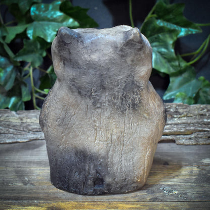 Eulen Skulptur Keramik handgeformt - Archaische Eule Ton - Heidnische Kunst Unikat - Krafttier Spirituelle Deko Altar SKU298