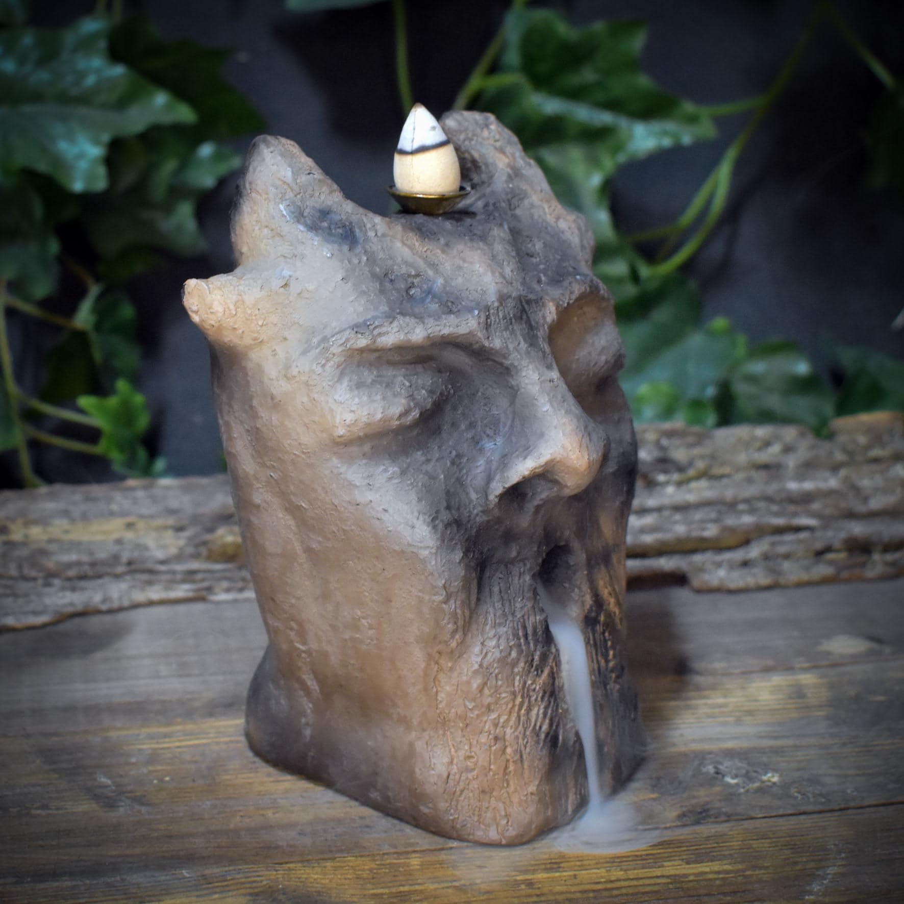 Cernunnos Skulptur Keramik handgeformt | Archaischer Gott Rückfluss Räucherhalter | Kelten Kunst Altar Unikat RÄH073