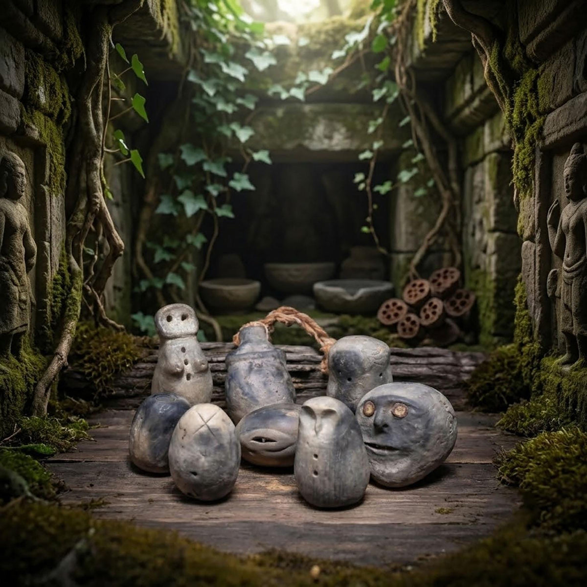 Archaische Handrasseln aus Ton – Wähle deine persönliche Ritualrassel - SRA083