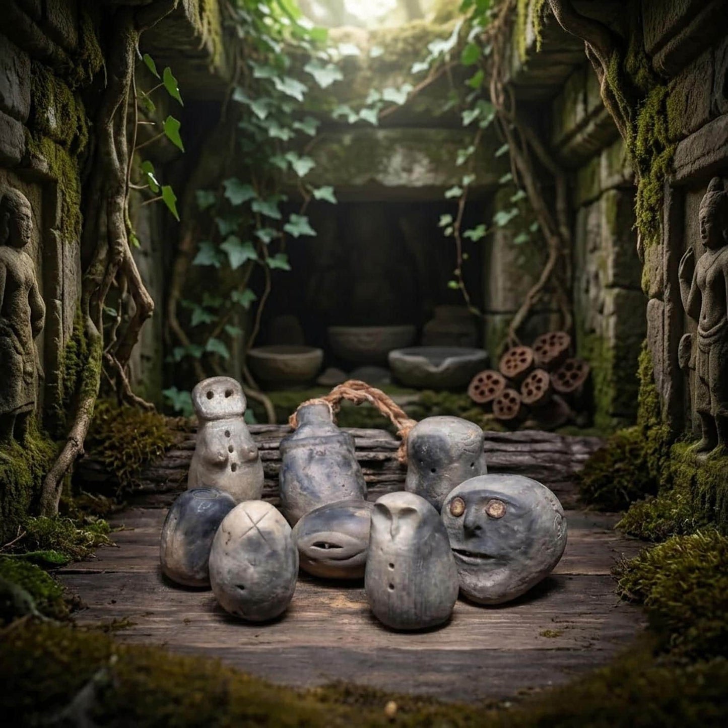 Archaische Handrasseln aus Ton – Wähle deine persönliche Ritualrassel - SRA083