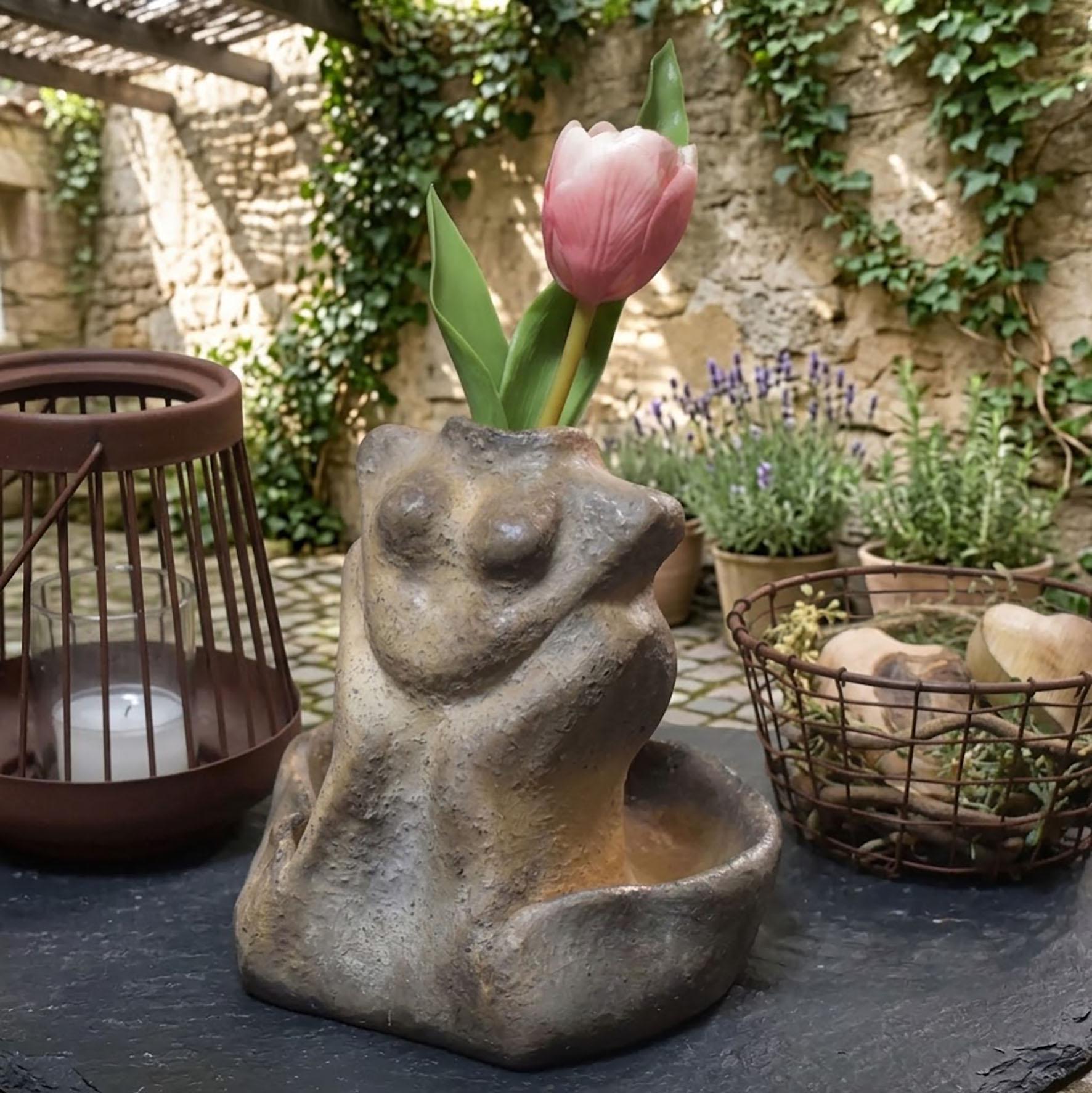 Handgefertigte Tonvase - Skulptur des weiblichen Torsos – Erdmutter Ritualdeko - Art.Nr.: GEF007